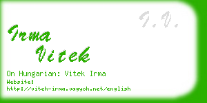 irma vitek business card